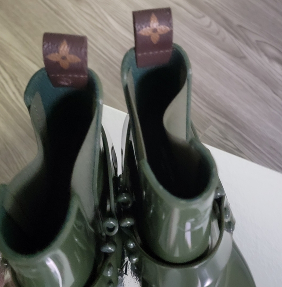 Louis Vuitton Monogram Rhapsody Ankle Boots Green Semi-Pointed Toes Size 39 - Picture 9 of 11